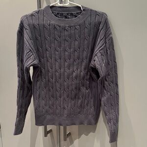 Source Unknown Cable Knit Crewneck Sweater - Slate Gray